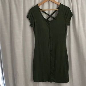 Olive green, body con dress